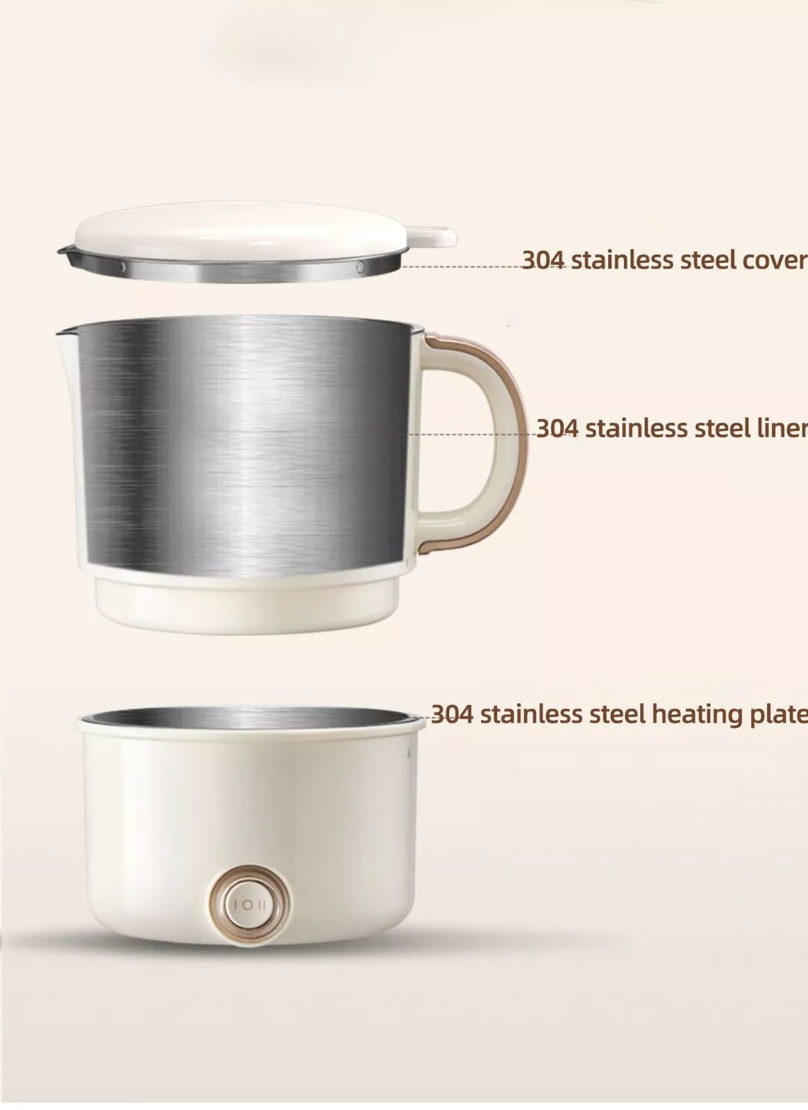 Foldable Electric Kettle Cooker Travel Water Boiler Portable Stainless Steel