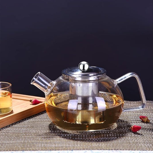 Glass Teapot with Stainless Steel Infuser & Lid