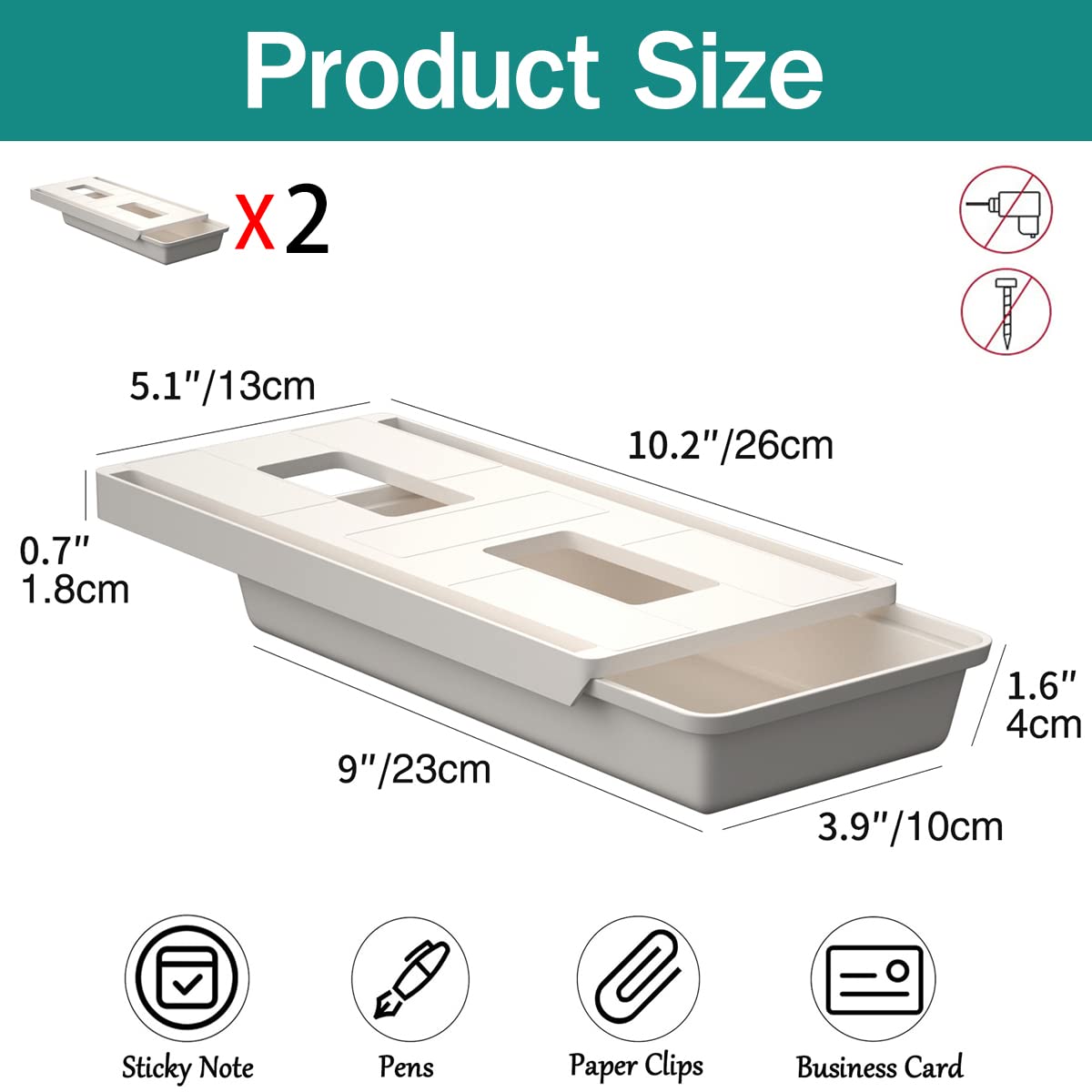 Under-Desk Storage Drawer (Set of 2)