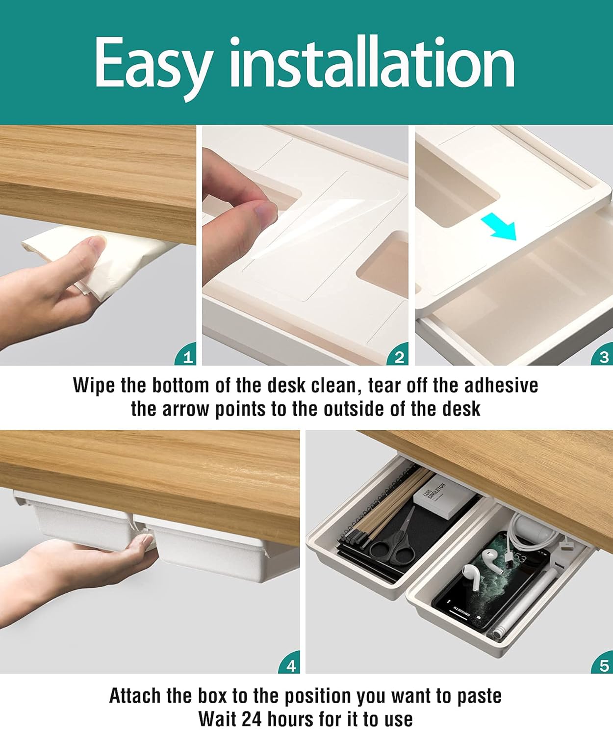 Under-Desk Storage Drawer (Set of 2)